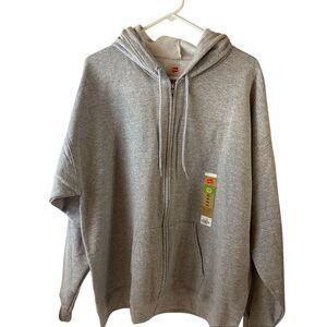 Hanes full zip‎ men’s xl gray Eco Smart hoodie new